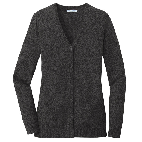 (KM) Ladies Marled Cardigan Sweater Thumbnail